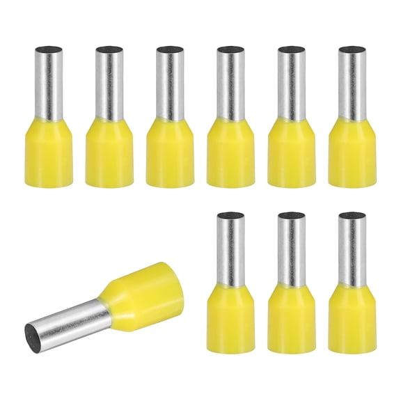 Uxcell 100 Pcs Wire Ferrule Connectors VE6010 - 10AWG Crimp Copper Ferrules Terminals Connector Insulated Cord End Terminal for Electrical Projects Industrial Chemical Industry, Yellow