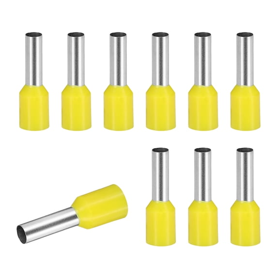 Uxcell 100 Pcs Wire Ferrule Connectors VE6012 - 10AWG Crimp Copper Ferrules Terminals Connector Insulated Cord End Terminal for Electrical Projects Industrial Chemical Industry, Yellow