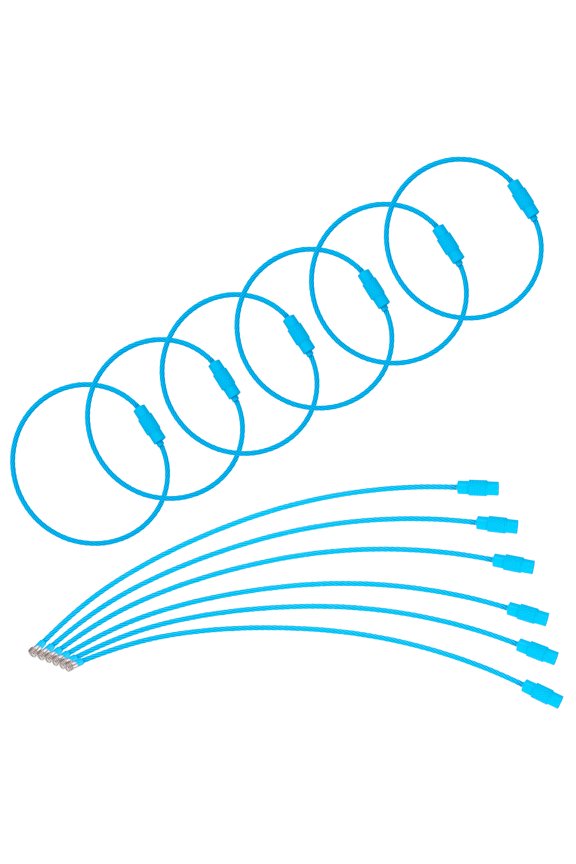 100 Pcs Wire Keychain Cable, 6 Inch Luggage Bag Tag Loops, Light Blue, Durable Design