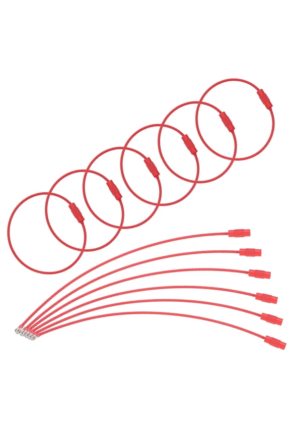 100 Pcs Wire Keychain Cable, 6 Inch Luggage Bag Tag Loops, Red, Durable Design