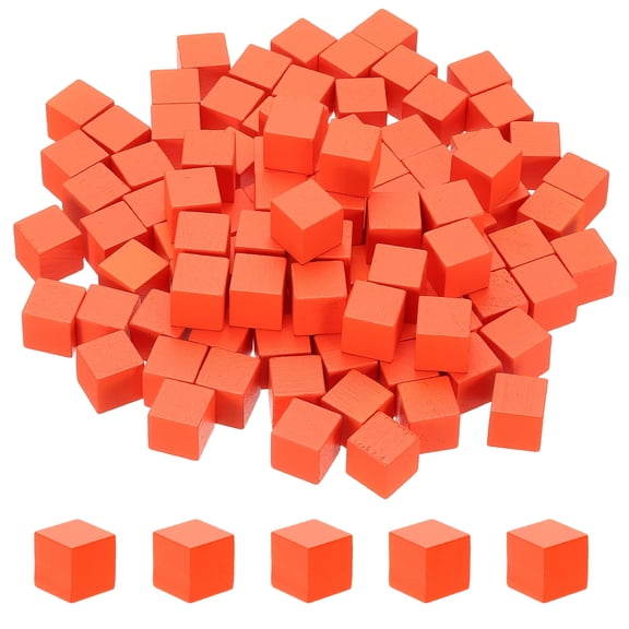Uxcell 100 Pcs Wooden Blocks, 0.6 Inch Square Natural Wooden Block Unfinished Wood Cube for DIY Craft Art Project Painting Decoration, Orange
