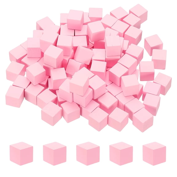 Uxcell 100 Pcs Wooden Blocks, 0.6 Inch Square Natural Wooden Block Unfinished Wood Cube for DIY Craft Art Project Painting Decoration, Pink