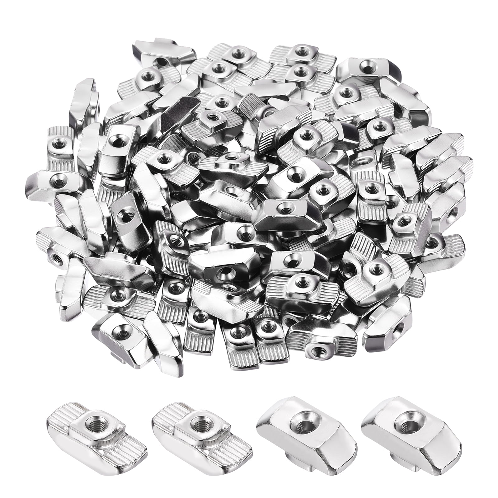 Uxcell 100 Pcs t Slot Nuts -[M3-0.5] 4040 Series t Nuts Nickel Plated Carbon Steel for Aluminum Extrusion Profile Hardware Accessories, Silver