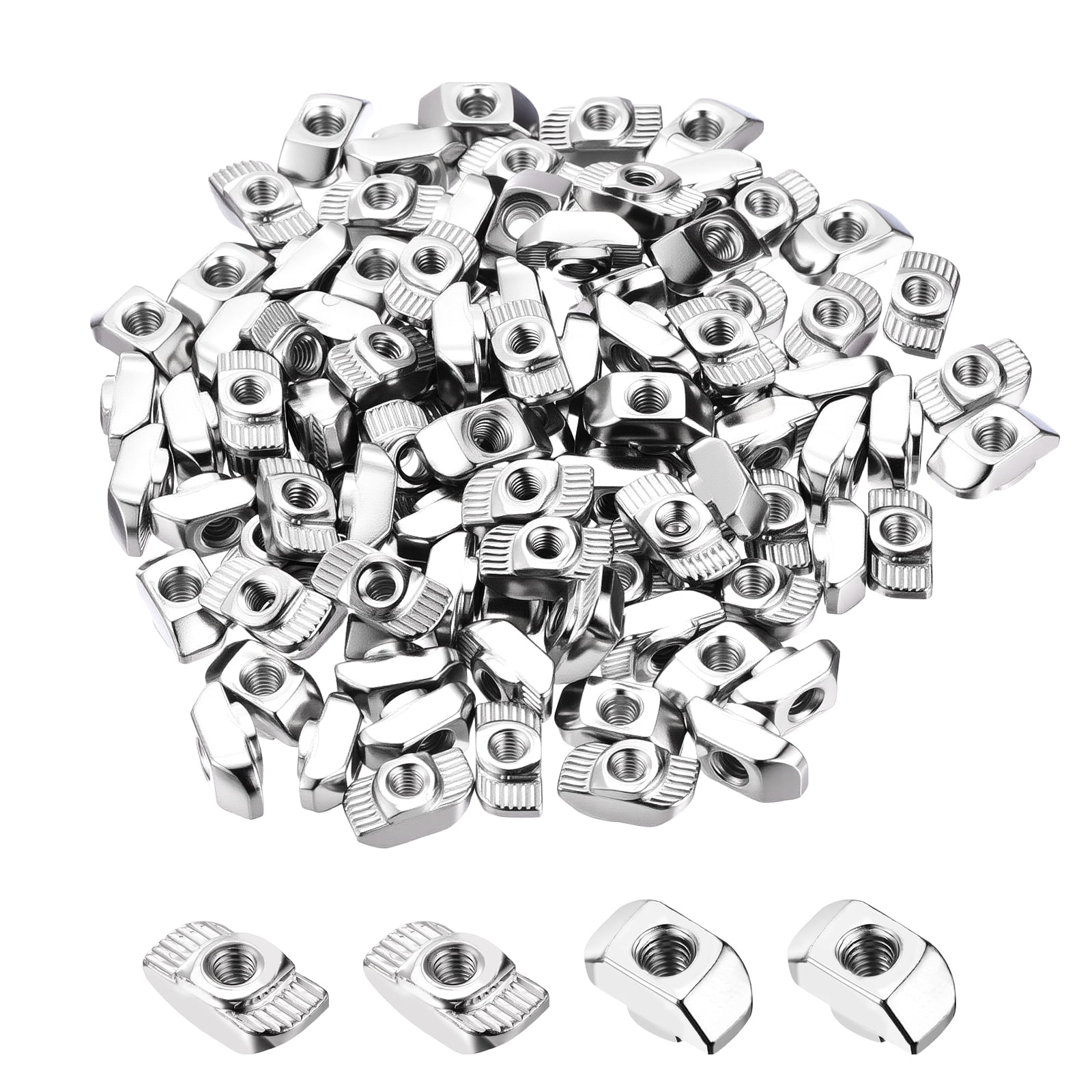 Uxcell 100 Pcs t Slot Nuts -[M4-0.7] 3030 Series t Nuts Nickel Plated Carbon Steel for Aluminum Extrusion Profile Hardware Accessories, Silver