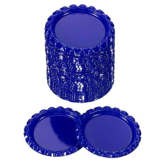 Uxcell 100 Pieces Bottle Caps for Crafts, Decorative Double Sides Printed Flat Bottle Caps for DIY Pendants Scrapbooks, Blue