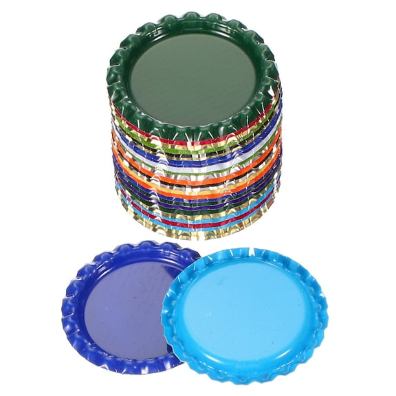 Uxcell 100 Pieces Bottle Caps for Crafts, Decorative Double Sides Printed Flat Bottle Caps for DIY Pendants Scrapbooks, Mixed Colors