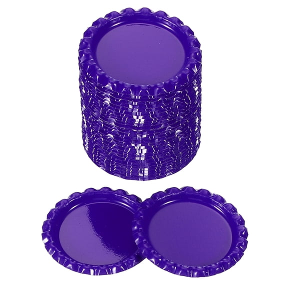 Uxcell 100 Pieces Bottle Caps for Crafts, Decorative Double Sides Printed Flat Bottle Caps for DIY Pendants Scrapbooks, Purple