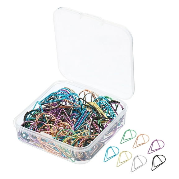 Uxcell 100 Pieces Metal Paper Clip Drop-Shaped with Box 1 Inch Multicolored for Crafts Organize Office Home