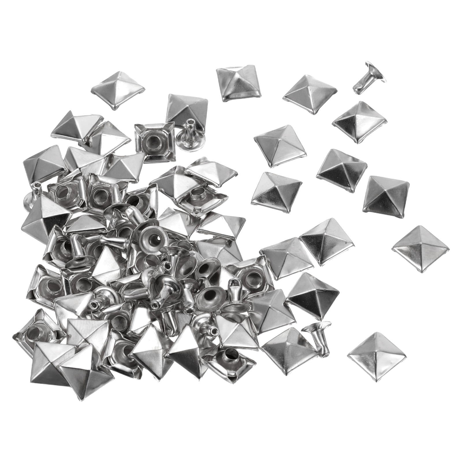 Uxcell 100 Set Square Pyramid Rivet 8mm Leather Rivets Metal Spike ...
