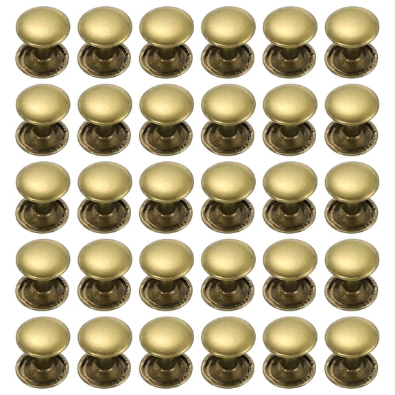 Uxcell 100 Sets Double Cap Leather Rivets, 10x10mm Round Cap Metal Studs Rivets for Leather Craft Repair DIY Purse Belts Bags Shoes, Bronze
