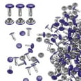 thumbnail image 1 of Uxcell 100 Sets Double Cap Leather Rivets, 6x8mm Round Tubular Metal Studs Purple, 1 of 7
