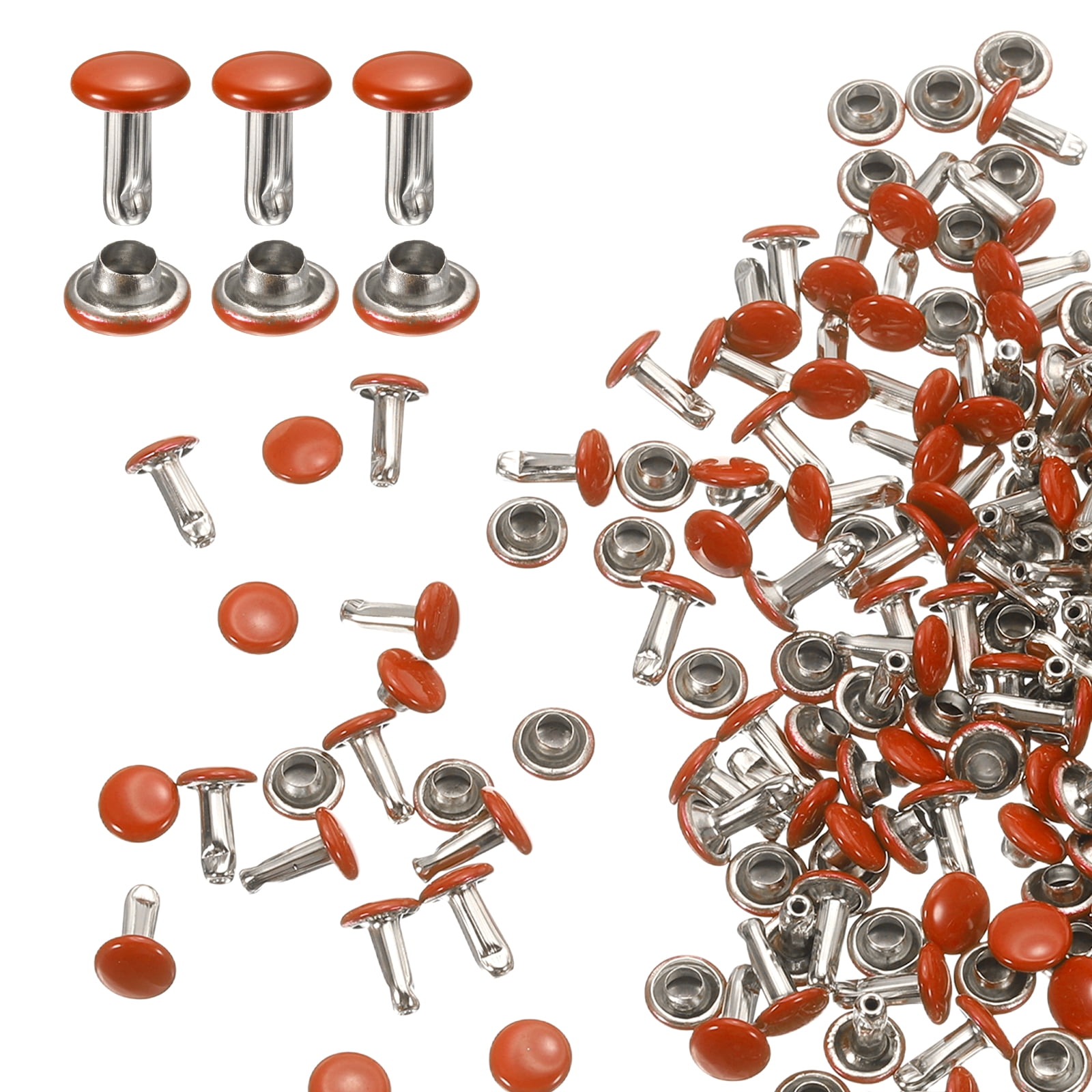 Uxcell 100 Sets Double Cap Leather Rivets 6x8mm for Fabric Belt and ...