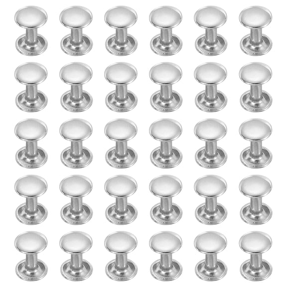 Uxcell 100 Sets Double Cap Leather Rivets, 8x10mm Round Cap Metal Studs Rivets for Leather Craft Repair DIY Purse Belts Bags Shoes, Silver