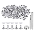 thumbnail image 1 of Uxcell 100 Sets Leather Rivets 8mm x 8mm Metal with 3 Setter Tools for Craft, White, 1 of 6