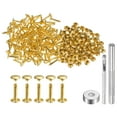 thumbnail image 1 of Uxcell 100 Sets Leather Rivets 9mm x 16mm Metal with 3 Setter Tools for Craft, Gold Tone, 1 of 6