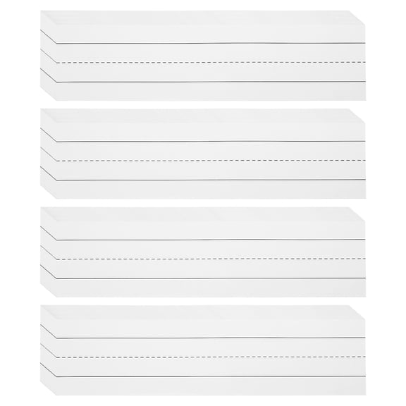 Uxcell 100 Sheets Ruled Sentence Strips, 3" x 12" Cardstock 210GSM Writing Paper Blue Red Lined for Classrooms, White