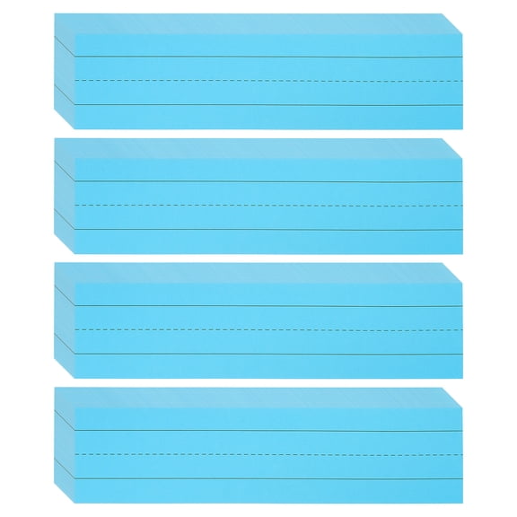 Uxcell 100 Sheets Ruled Sentence Strips, 3" x 12" Cardstock 250GSM Writing Paper Blue Red Lined for Classrooms, Blue