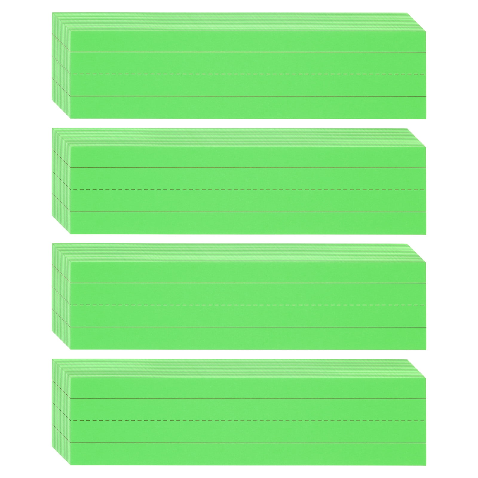 Uxcell 100 Sheets Ruled Sentence Strips, 3" x 12" Cardstock 250GSM Writing Paper Blue Red Lined for Classrooms, Green
