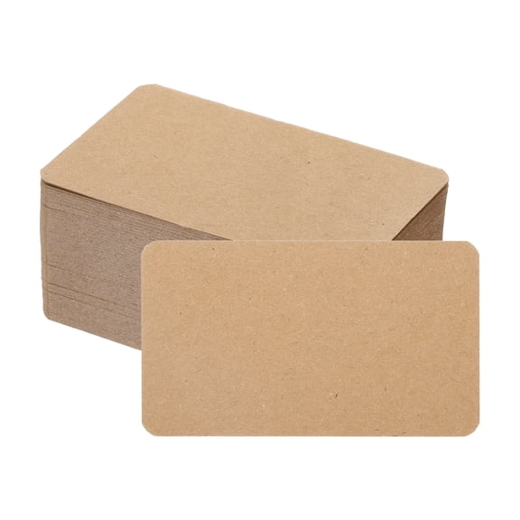 Uxcell 100 Sheets Small Blank Cards, 2.1"x 3.5" Double Sided Thick Cardstock 350gsm Cardstock Rounded Corner Index Card for DIY Thank You Greeting Gift Tags Paper Crafts, Brown