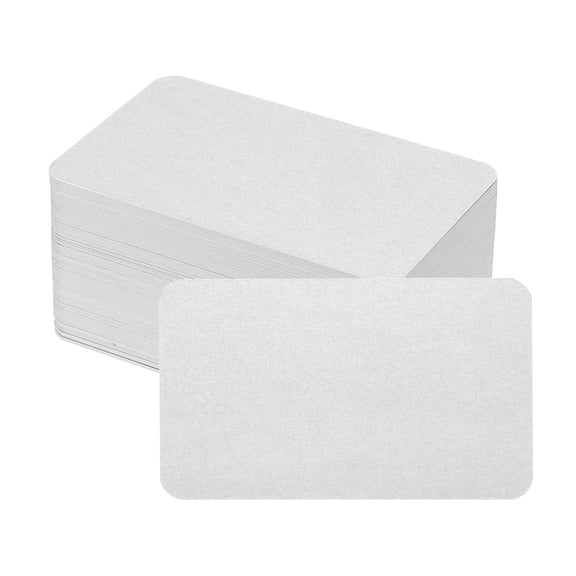 Uxcell 100 Sheets Small Blank Cards, 2.1"x 3.5" Double Sided Thick Cardstock 350gsm Cardstock Rounded Corner Index Card for DIY Thank You Greeting Gift Tags Paper Crafts, Silver