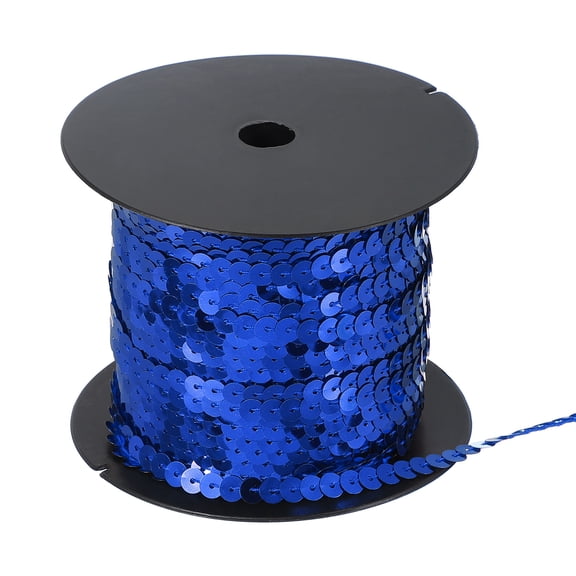 Uxcell 100 Yard Flat Sequin Strip, 6mm Paillette Sequins String Ribbon Roll Spangle Flat Sequin Strip for Crafts Embellishments Sewing Costume Accessories, Blue
