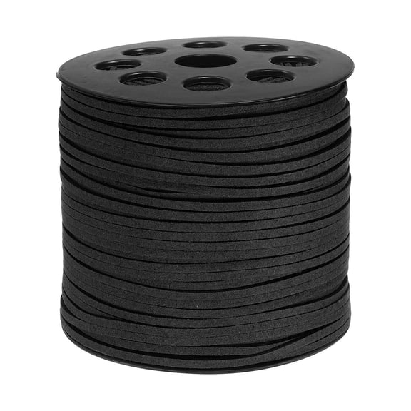 Uxcell 100 Yards Flat Suede Cord 2.7mm Leather String Lace Faux Leather Cord with Roll Spool Black