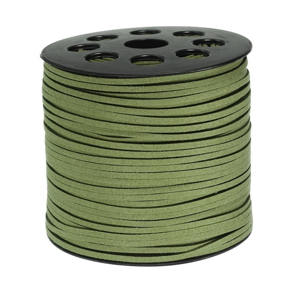 Uxcell 100 Yards Flat Suede Cord 2.7mm Leather String Lace Faux Leather Cord with Roll Spool Dark Green