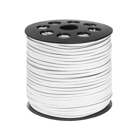 Uxcell 100 Yards Flat Suede Cord 2.7mm Leather String Lace Faux Leather Cord with Roll Spool White