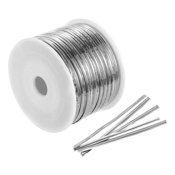 Uxcell 100 Yards Metallic Twist Ties, Bread Bag Twist Ties for Packaging Cake Candy Coffee Treat Bags, Silver