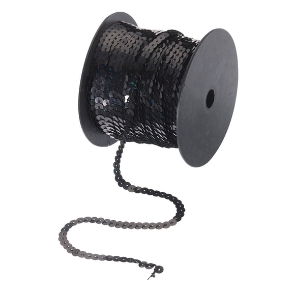 Uxcell 100 Yards x 0.24 Inch Flat Sequin Strip Laser Sequins Fabric Paillette Spangle Sequins Trim Bling Black