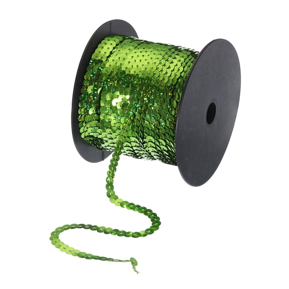 Uxcell 100 Yards x 0.24 Inch Flat Sequin Strip Laser Sequins Fabric Paillette Spangle Sequins Trim Bling Light Green