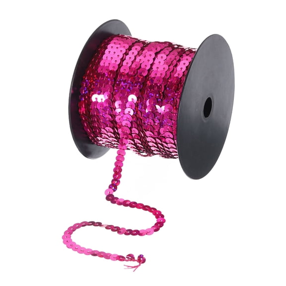 Uxcell 100 Yards x 0.24 Inch Flat Sequin Strip Laser Sequins Fabric Paillette Spangle Sequins Trim Bling Rose Red