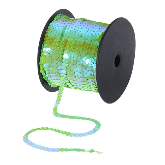 Uxcell 100 Yards x 0.24 Inch Flat Sequin Strip Laser Sequins Fabric Paillette Spangle Sequins Trim Bright Green