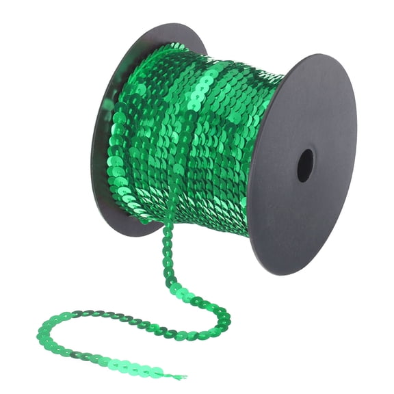 Uxcell 100 Yards x 0.24 Inch Flat Sequin Strip Laser Sequins Fabric Paillette Spangle Sequins Trim Green