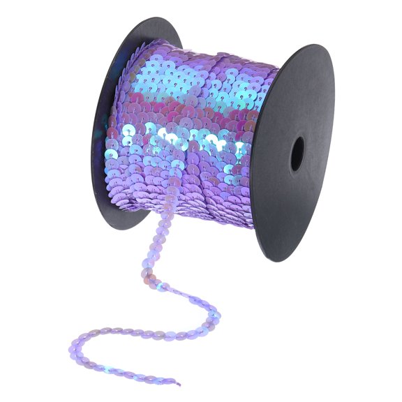 Uxcell 100 Yards x 0.24 Inch Flat Sequin Strip Laser Sequins Fabric Paillette Spangle Sequins Trim, Purple