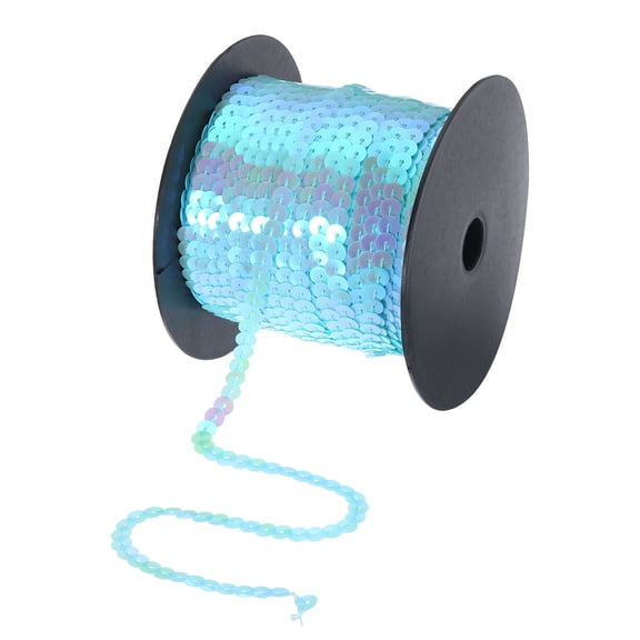 Uxcell 100 Yards x 0.24 Inch Flat Sequin Strip Laser Sequins Fabric Paillette Spangle Sequins Trim Sky Blue