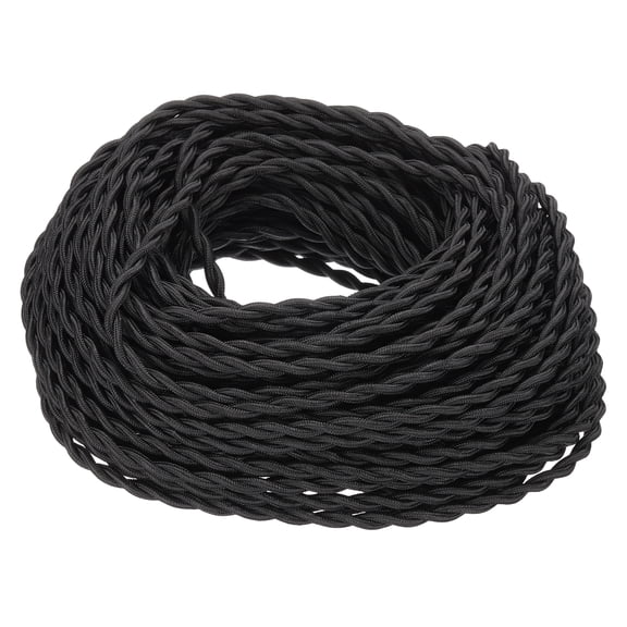 Uxcell 100 ft 18AWG 2-Conductor Twisted Cloth Covered Wire, Black