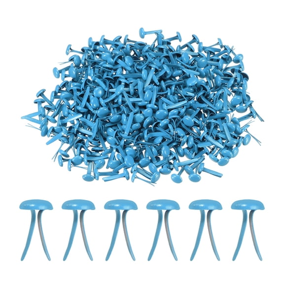 Uxcell 1000 PCS Paper Brass Fasteners Split Pins Pastel Mini Metal Brads Round Head Plated Fastener for Craft Art Scrapbooking DIY Supplies, Light Blue, 8 x 15 mm