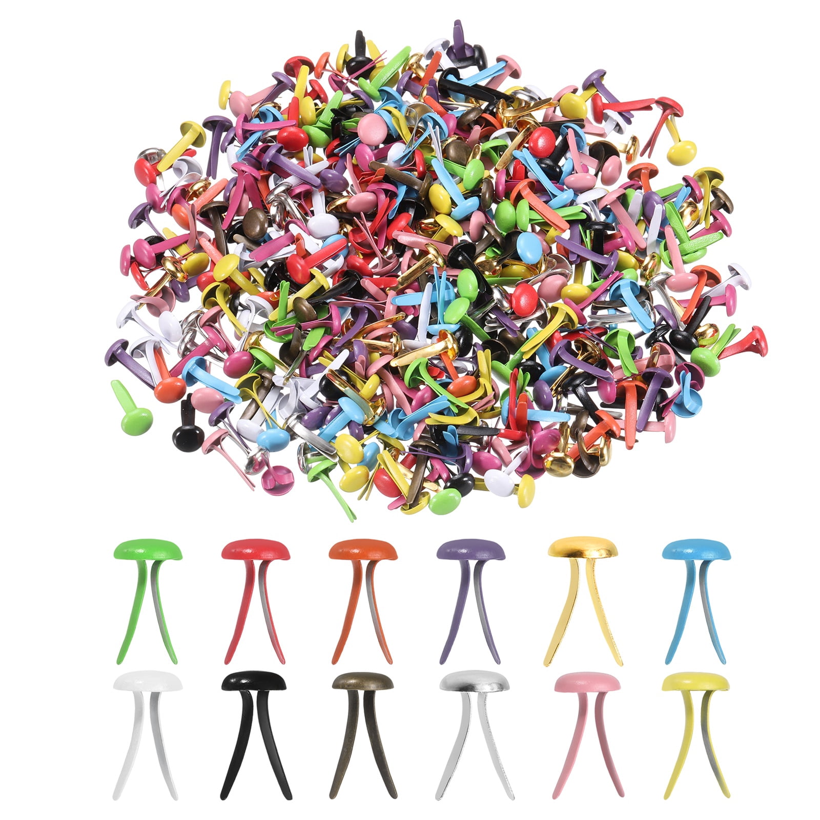 Uxcell 1000 PCS Paper Brass Fasteners Split Pins Pastel Mini Metal ...