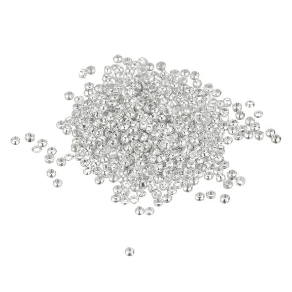 Uxcell 1000 Pcs Brass Crimp Tube Beads Jewelry Making Tube Crimp End Spacer Bead for DIY Silver Tone 0.06"