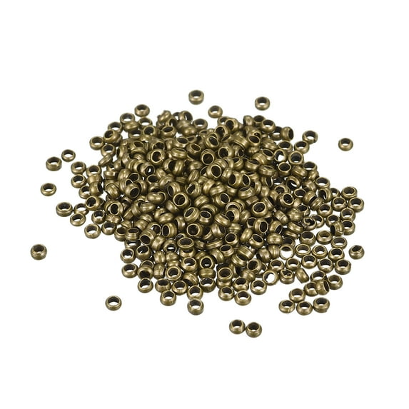 Uxcell 1000 Pcs Brass Crimp Tube Beads Jewelry Making Tube Crimp End Spacer Bead for DIY Bronze 0.1"