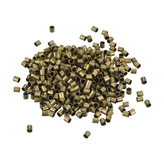 Uxcell 1000 Pack 2.5x2.5mm Crimp Tube Beads Making Crimp End Spacer Bead, Bronze