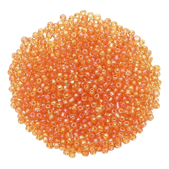 Uxcell 1000-Pack Glass Seed Beads, 4x3mm/0.16x0.12 Inch Tube Mini Glass Bugle Beads for DIY Earrings/ Necklaces/Bracelets/Jewelry Making [Orange]