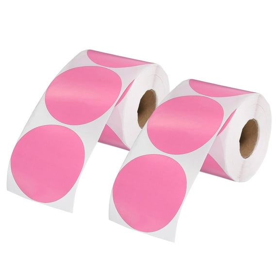 Uxcell 1000 Pcs Colored Dot Stickers, 3 Inch Circle Stickers Self Adhesive Large Circle Labels Tags Coding Labels Blank Round for Labeling Office Business Yard Sale Garage Sale Home, Pink