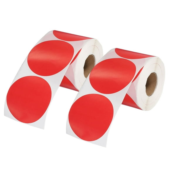 Uxcell 1000 Pcs Colored Dot Stickers, 3 Inch Circle Stickers Self Adhesive Large Circle Labels Tags Coding Labels Blank Round for Labeling Office Business Yard Sale Garage Sale Home, Red