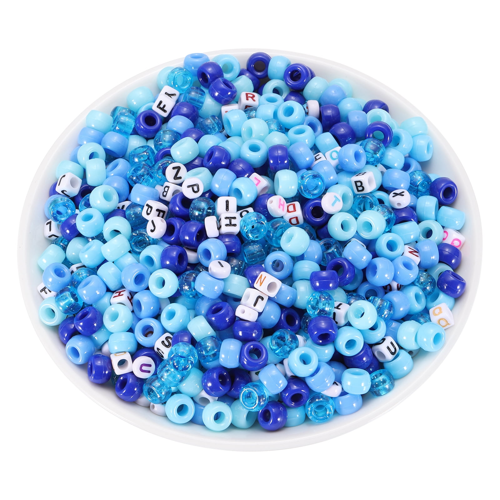 Uxcell 1000 Pcs Pony Beads 6 x 9 mm Acrylic Friendship Bracelet Making Kit with Letter Bead, Blue