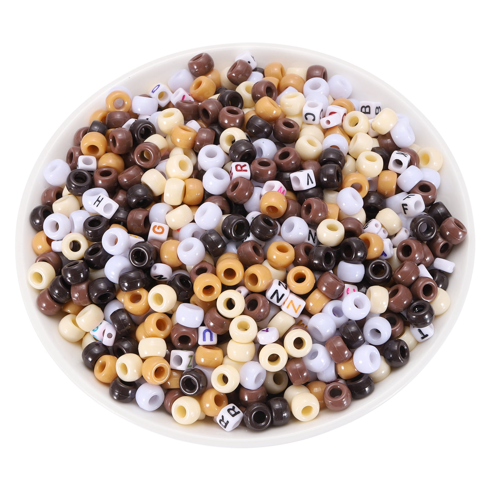 Uxcell 1000 Pcs Pony Beads 6 x 9 mm Acrylic Friendship Bracelet Making Kit with Letter Bead, Brown