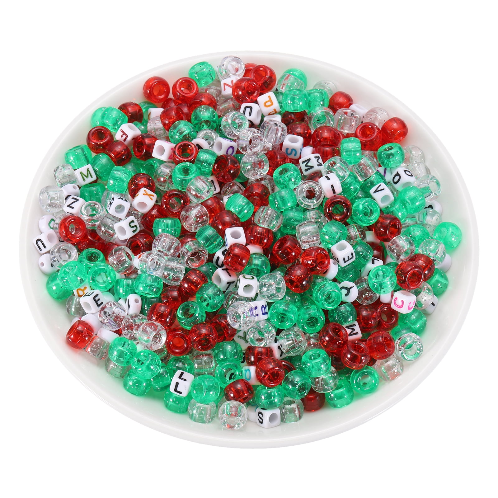 Uxcell 1000 Pcs Pony Beads 6 x 9 mm Acrylic Friendship Bracelet Making Kit with Letter Bead, Pink/Green/White