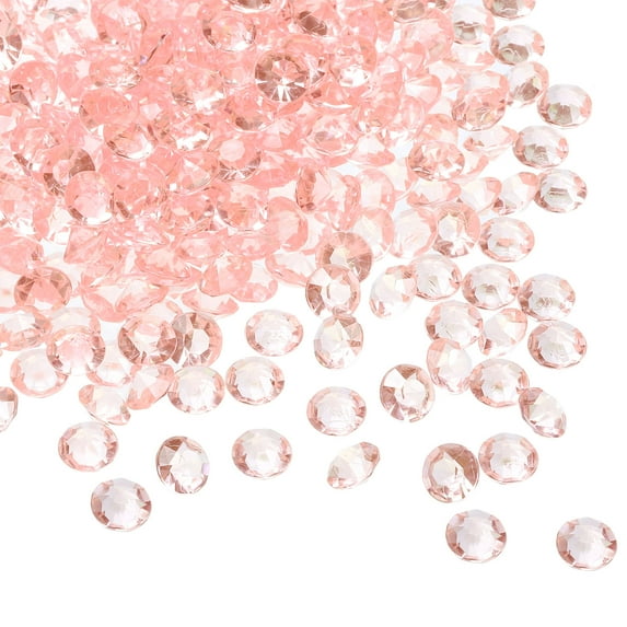 Uxcell 1000 Pieces Acrylic Diamonds Vase Fillers 10mm Fake Crystals Gems Wedding Table Scattering Diamond, Rose Gold