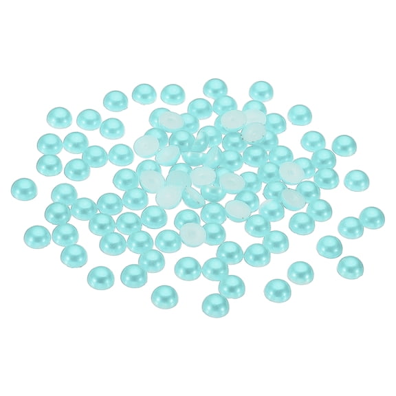 Uxcell 1000Pcs Flatback Pearls Beads for Crafting, 6mm Half Round Resin Beads Flatback Pearls for Nail Charms, Sky Blue